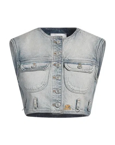 COURRÈGES COURREGES WOMAN DENIM OUTERWEAR BLUE SIZE 8 COTTON