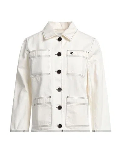 Courrèges Courreges Woman Denim Outerwear White Size 8 Cotton