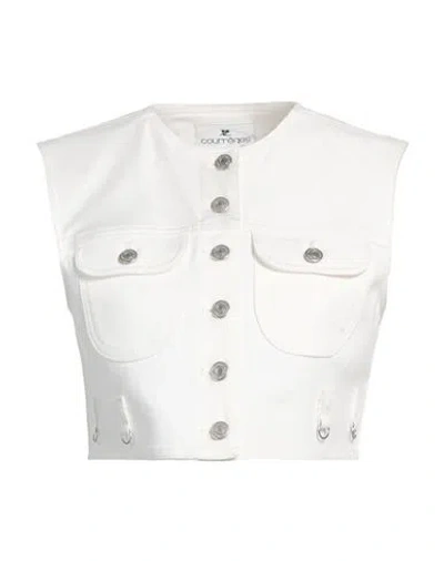 COURRÈGES COURREGES WOMAN DENIM OUTERWEAR WHITE SIZE 10 COTTON, ELASTANE