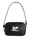 Courrèges Black Logo-appliqu Leather Shoulder Bag In Black