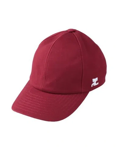 Courrèges Woman Hat Burgundy Size S Cotton In Red