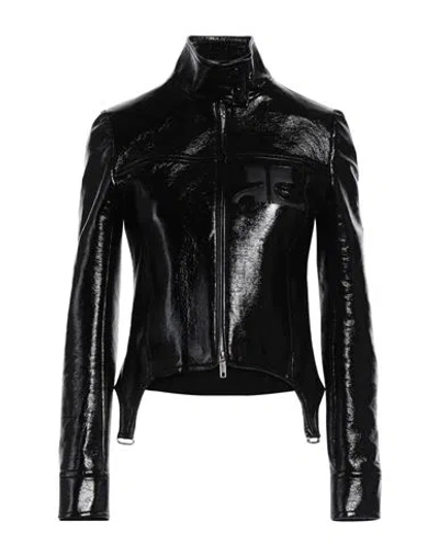 Courrèges Black Embossed-logo Jacket In 9999 Black