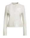 Courrèges Woman Jacket Ivory Size 4 Cotton, Polyurethane, Elastane, Polyamide In White