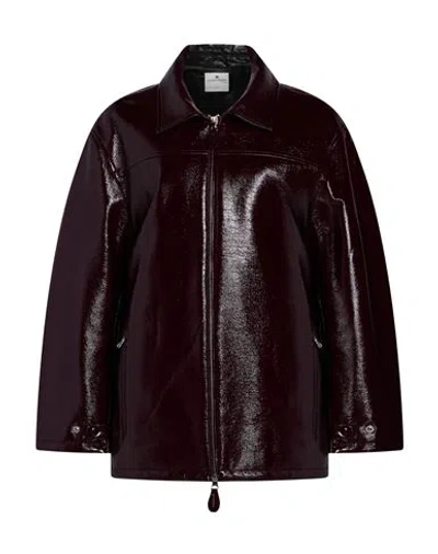 Courrèges Woman Jacket Plum Size M Cotton, Polyurethane, Elastane In Burgundy