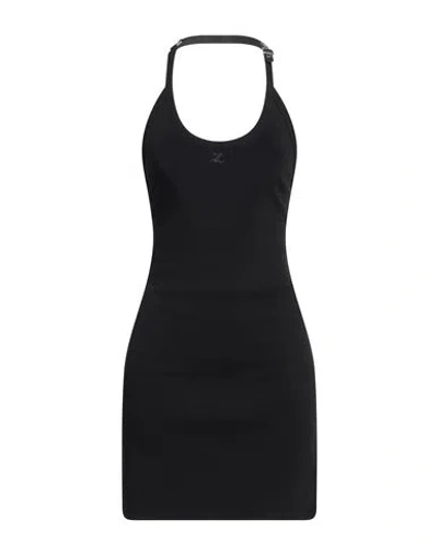 COURRÈGES COURREGES WOMAN MINI DRESS BLACK SIZE L COTTON, ELASTANE