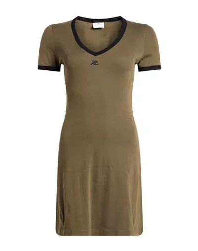 Courrèges Woman Mini Dress Military Green Size Xs Cotton In Burgundy