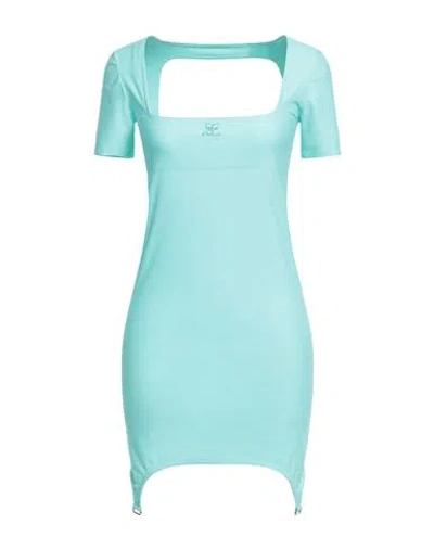 Courrèges Woman Mini Dress Turquoise Size M Polyamide, Elastane In Blue