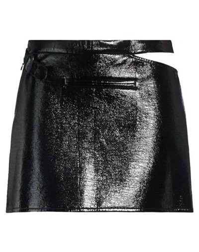 Courrèges Woman Mini Skirt Black Size 4 Cotton, Polyurethane, Elastane