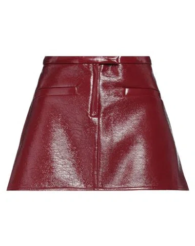 Courrèges Courreges Woman Mini Skirt Burgundy Size 4 Cotton, Polyurethane, Elastane