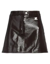 Courrèges Courreges Woman Mini Skirt Chocolate Brown Size 4 Cotton, Polyurethane, Elastane