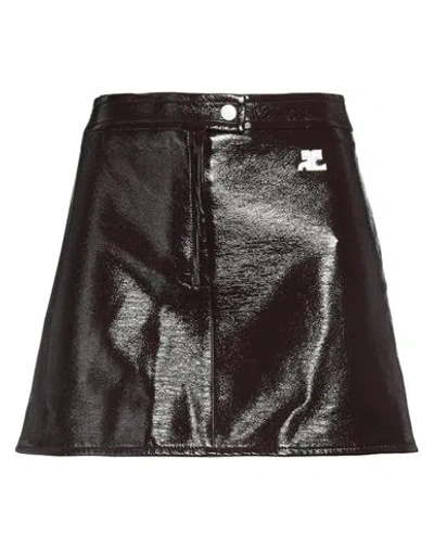 Courrèges Courreges Woman Mini Skirt Chocolate Brown Size 4 Cotton, Polyurethane, Elastane In Brown
