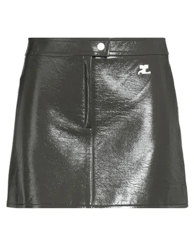 Courrèges Woman Mini Skirt Military Green Size 6 Cotton, Polyurethane, Elastane
