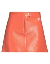 Courrèges Woman Mini Skirt Orange Size 6 Cotton, Polyurethane, Elastane