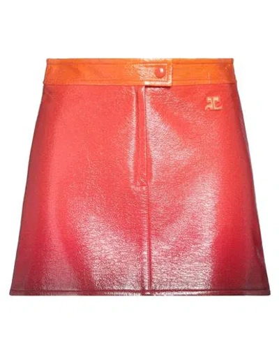 Courrèges Courreges Woman Mini Skirt Orange Size 8 Cotton, Elastane