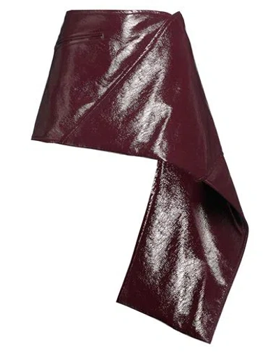 Courrèges Woman Mini Skirt Plum Size 6 Cotton, Polyurethane, Elastane In Burgundy