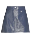 Courrèges Woman Mini Skirt Slate Blue Size 6 Cotton, Polyurethane, Elastane