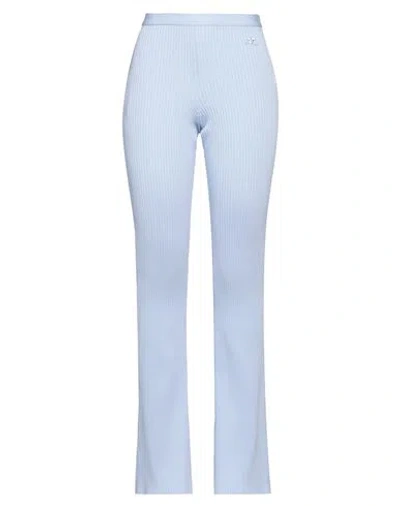Courrèges Woman Pants Sky Blue Size L Viscose, Polyester