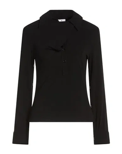 Courrèges Woman Polo Shirt Black Size L Viscose, Elastane