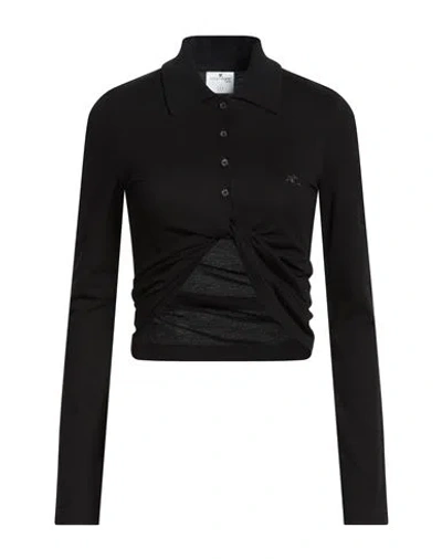 Courrèges Woman Polo Shirt Black Size M Cotton