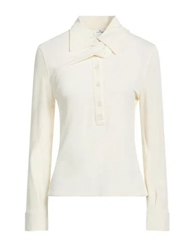Courrèges Woman Polo Shirt Ivory Size M Viscose, Elastane In White
