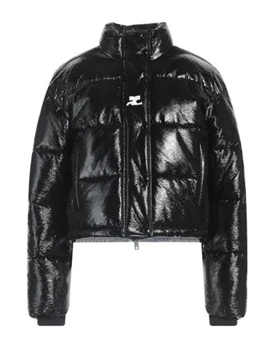 COURRÈGES COURREGES WOMAN PUFFER BLACK SIZE M VISCOSE, POLYURETHANE, ELASTANE, POLYAMIDE