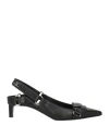 Courrèges Kitten Heel Shoes With Pointed Toe And Front Patch Pocket In Black