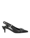 Courrèges Kitten Heel Shoes With Pointed Toe And Front Patch Pocket In Black