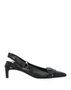 Courrèges Kitten Heel Shoes With Pointed Toe And Front Patch Pocket In Black
