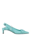 Courrèges Racer Leather Slingback Pump In Blue