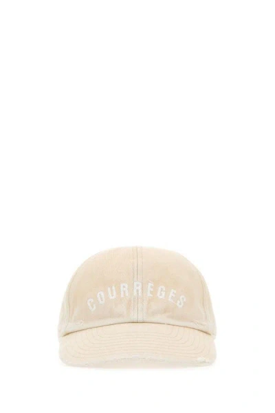 Courrèges Courreges Woman Sand Cotton Baseball Cap In Brown