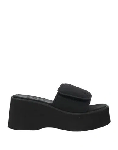 COURRÈGES COURREGES WOMAN SANDALS BLACK SIZE 8 TEXTILE FIBERS