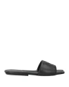 Courrèges Logo Nappa Leather Flat Sandals In Black