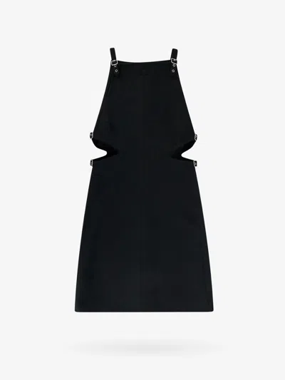 Courrèges Slash Buckle Twill Dress In Black