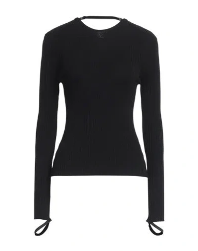 COURRÈGES COURREGES WOMAN SWEATER BLACK SIZE L VISCOSE, POLYESTER