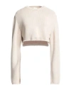 Courrèges Courreges Woman Sweater Beige Size L Cotton, Linen In White