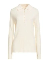 Courrèges Woman Sweater Ivory Size L Cotton, Merino Wool In Metallic