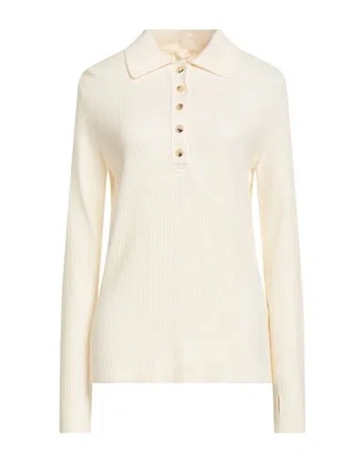 Courrèges Woman Sweater Ivory Size L Cotton, Merino Wool In Metallic