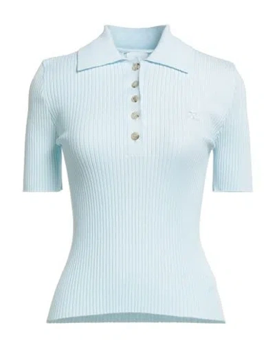 Courrèges Woman Sweater Light Blue Size S Viscose, Polyester