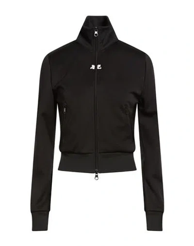 Courrèges Woman Sweatshirt Black Size Xs Polyester, Elastane