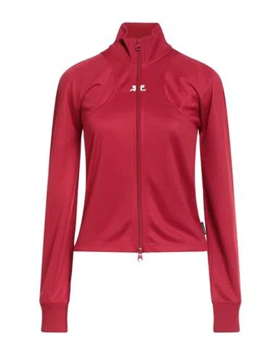 Courrèges Woman Sweatshirt Brick Size S Polyester, Elastane In Red