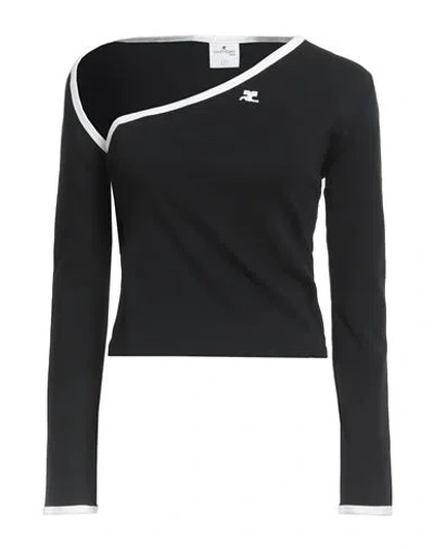 Courrèges Woman T-shirt Black Size M Cotton