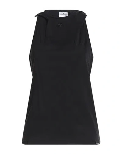 Courrèges Woman T-shirt Black Size S Cotton