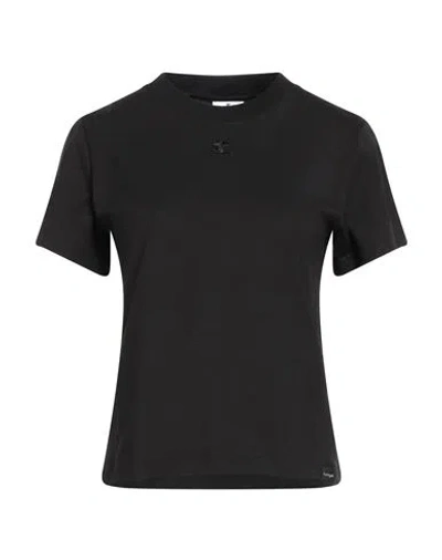 Courrèges Woman T-shirt Black Size S Cotton