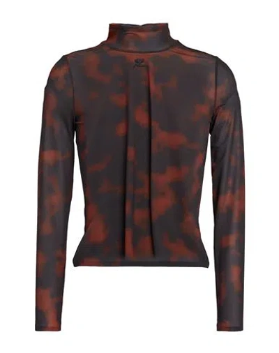 Courrèges Woman T-shirt Brown Size M Polyester, Elastane In Multi