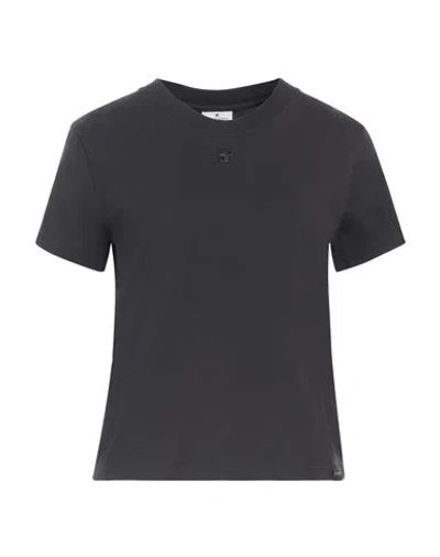 Courrèges Ac Straight Dry Jersey Cotton T-shirt In Gray