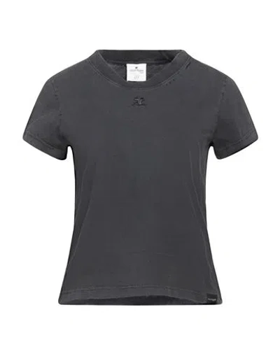 Courrèges Courreges Woman T-shirt Steel Grey Size L Cotton In Gray