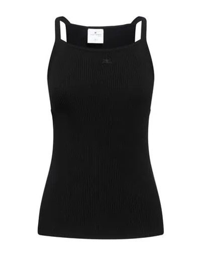 Courrèges Woman Tank Top Black Size Xl Viscose, Polyester