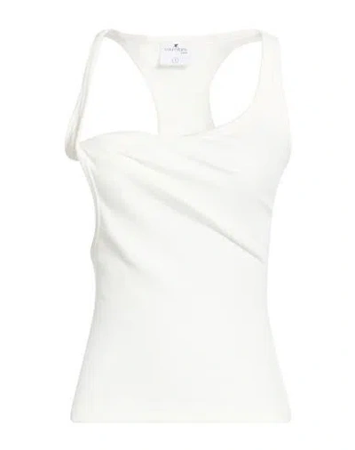 Courrèges Woman Tank Top White Size M Cotton, Elastane
