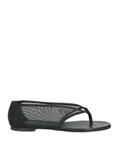Courrèges Woman Thong Sandal Black Size 10 Textile Fibers