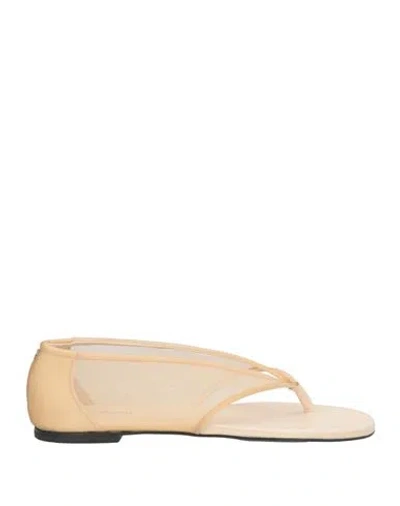 Courrèges Woman Thong Sandal Cream Size 8 Textile Fibers In Neutral